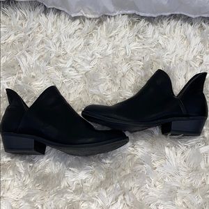 Faux Leather Ankle Booties-Black